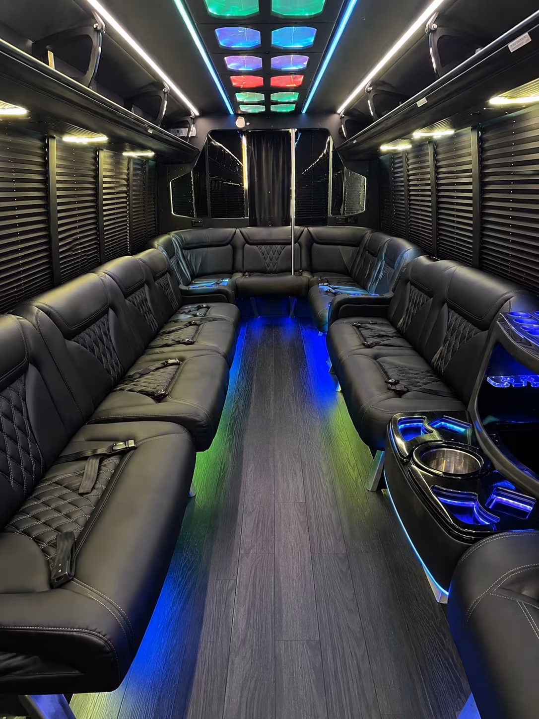 clinton township 20 passenger party bus interior