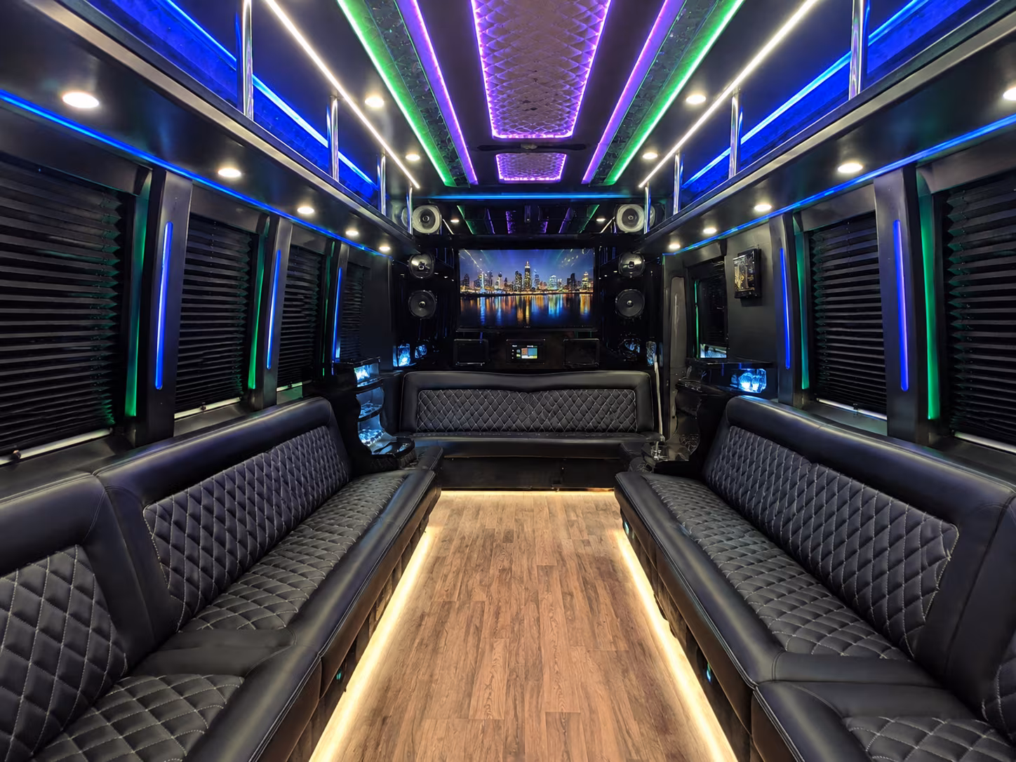 clinton township 25 passenger party bus interior