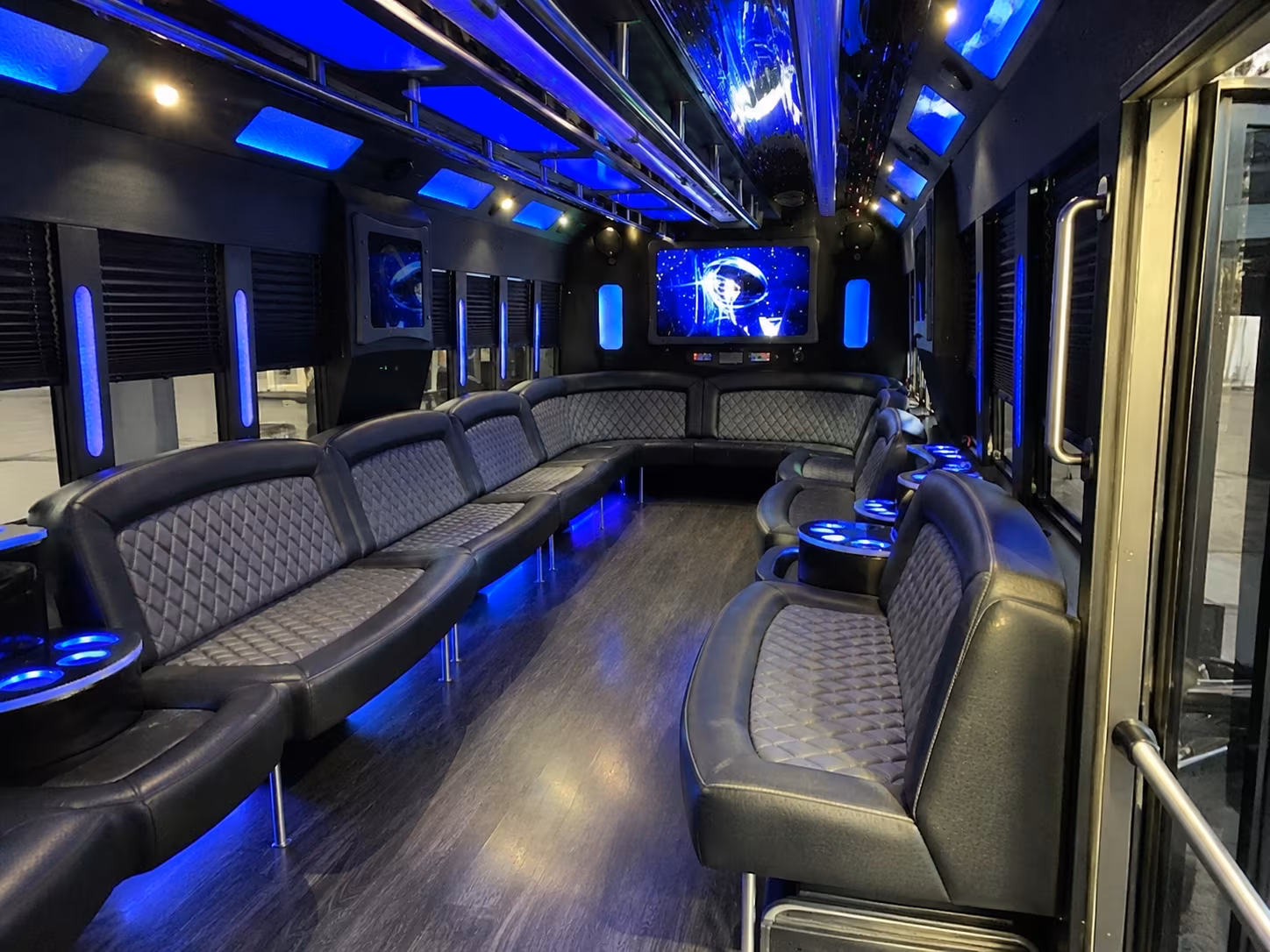clinton township 28 passenger party bus interior