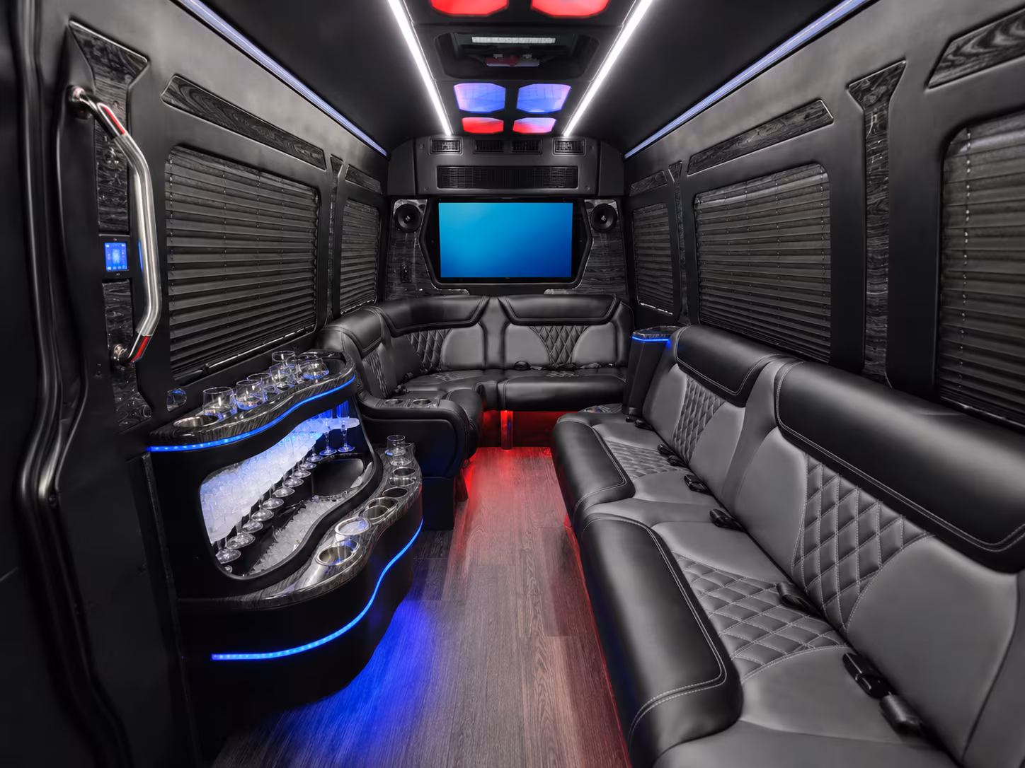 clinton township 30 passenger party bus interior