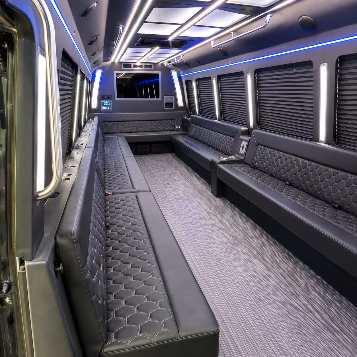 clinton township 40 passenger party bus interior