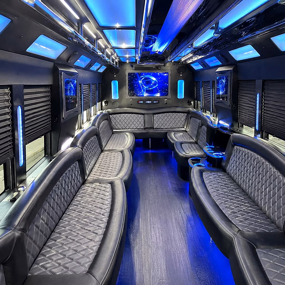 clinton township 50 passenger party bus interior